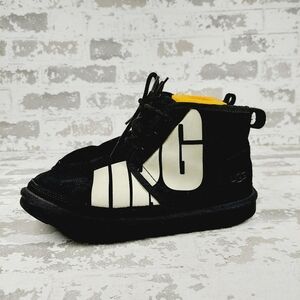 UGG Neumel Broken Logo Black Suede Lace Up Ankle Boots V685